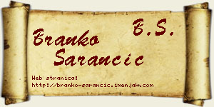 Branko Šarančić vizit kartica